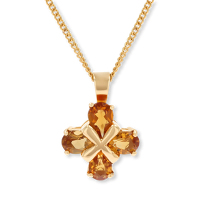 9ct Yellow Gold Citrine Kiss Pendant & Chain