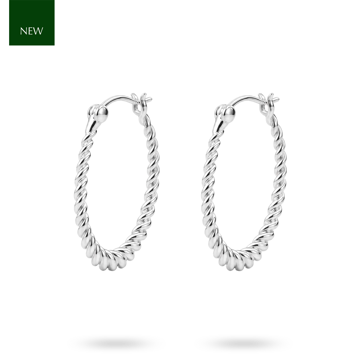 Sterling Silver Twisted Oval Hoop Earrings