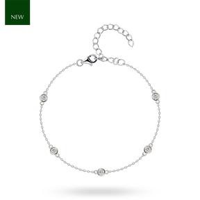 Sterling Silver Cubic Zirconia Station Bracelet