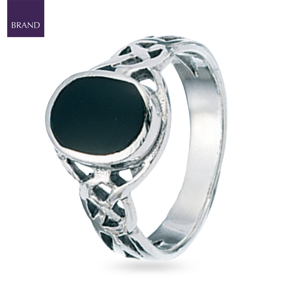 Sterling Silver Celtic Onyx Signet Ring