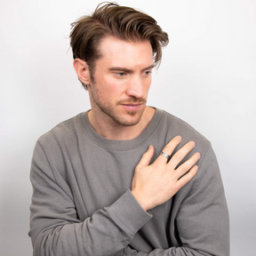 Model wears Sterling Silver Celtic Design Spinner Ring