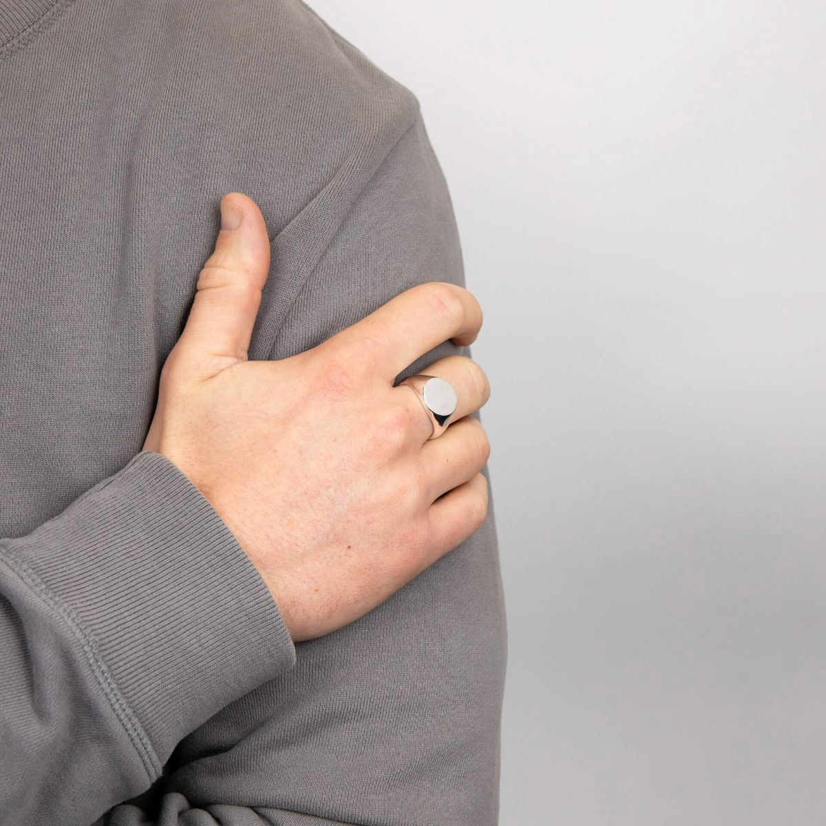 Model wears Sterling Silver Oval Signet Ring