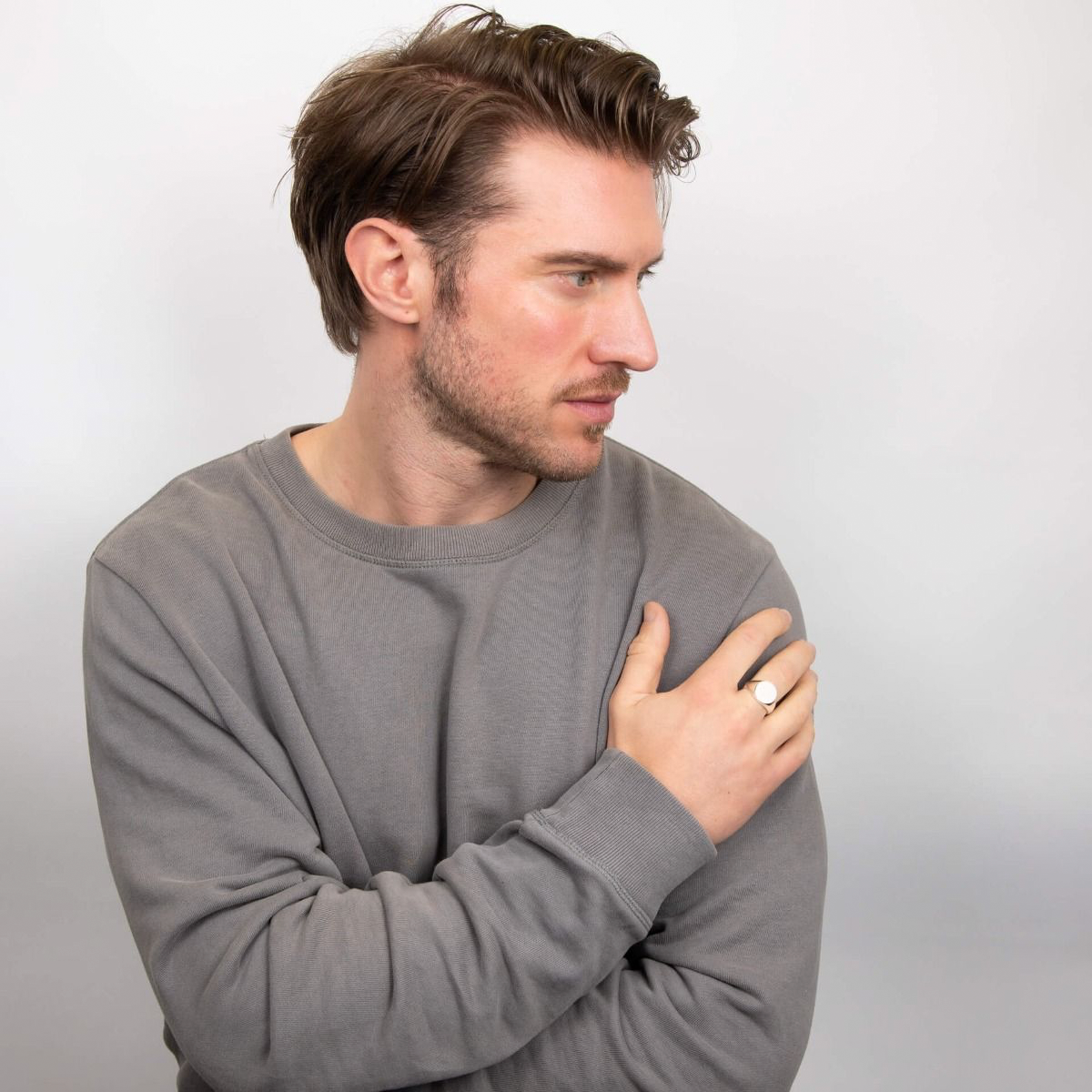 Model wears Sterling Silver Oval Signet Ring