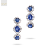 18ct White Gold Oval Cut Sapphire & Diamond Infinity Hoop Earrings