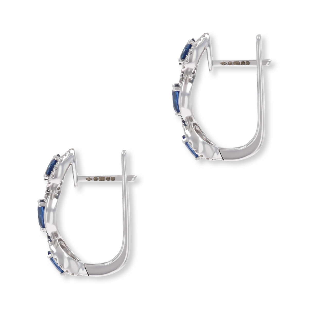 18ct White Gold Oval Cut Sapphire & Diamond Infinity Hoop Earrings