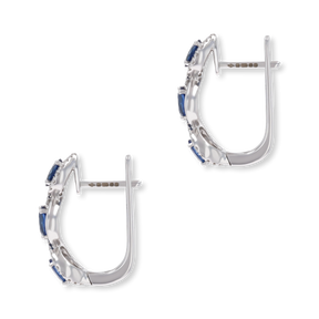 18ct White Gold Oval Cut Sapphire & Diamond Infinity Hoop Earrings