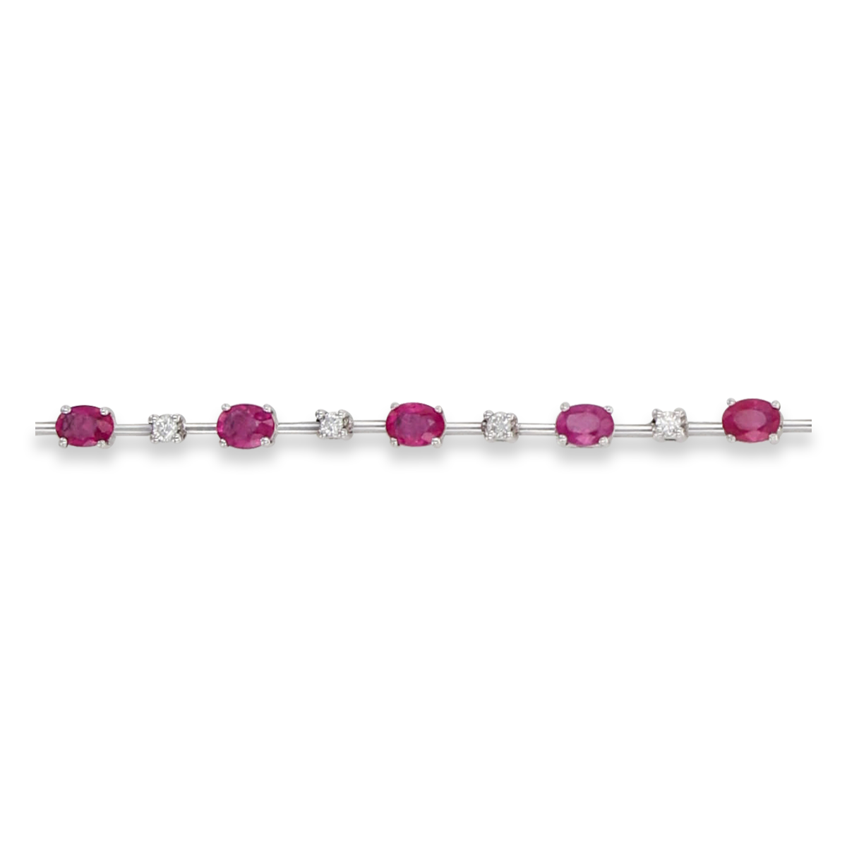 18ct White Gold Oval Cut Ruby & Diamond Set Bracelet