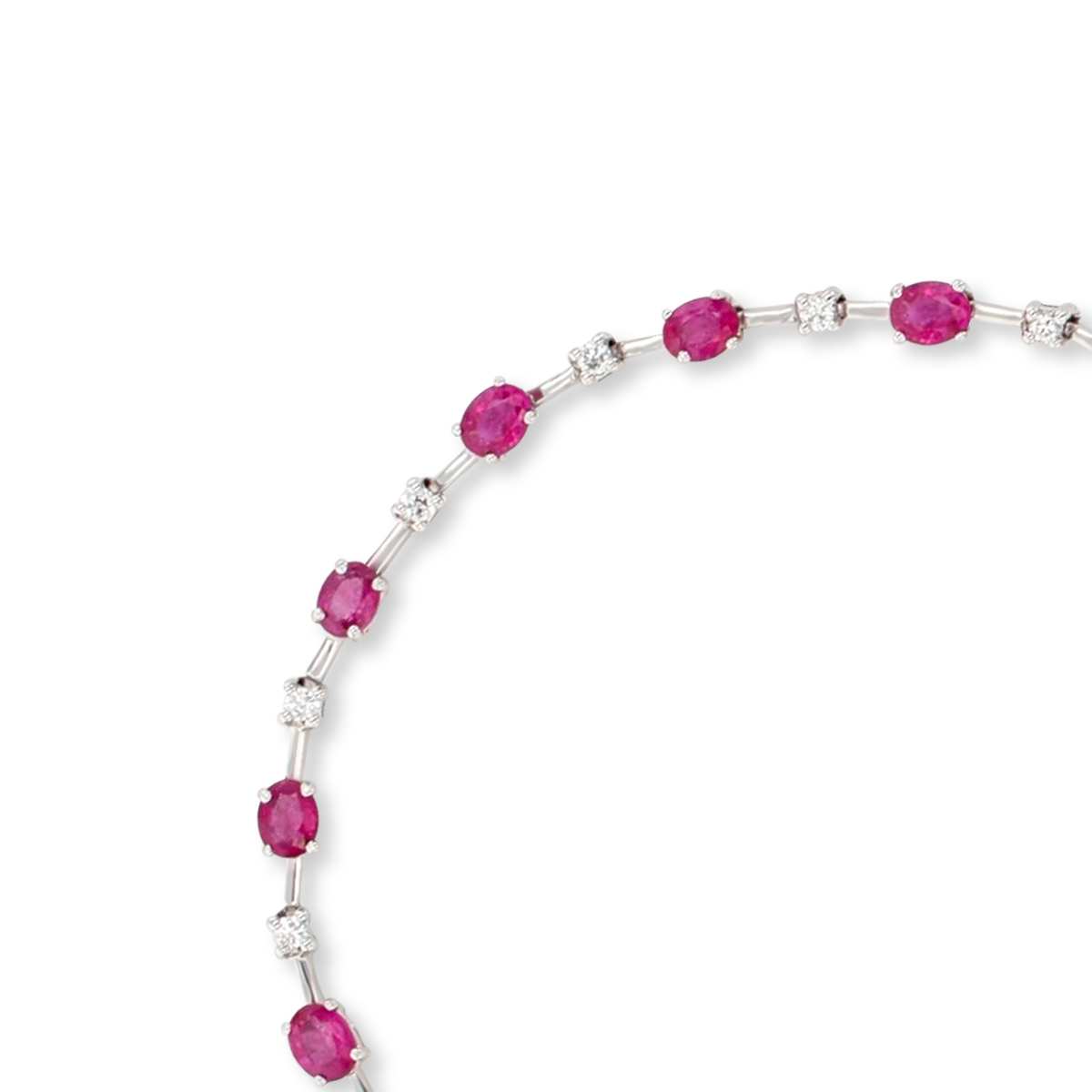 18ct White Gold Oval Cut Ruby & Diamond Set Bracelet