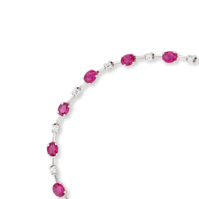 18ct White Gold Oval Cut Ruby & Diamond Set Bracelet