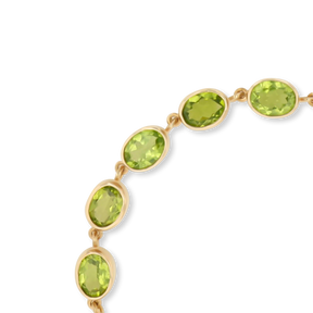 9ct Yellow Gold Peridot Bezel Set Bracelet