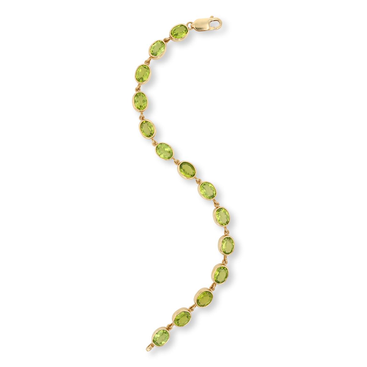 9ct Yellow Gold Peridot Bezel Set Bracelet