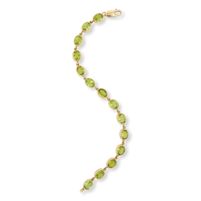 9ct Yellow Gold Peridot Bezel Set Bracelet