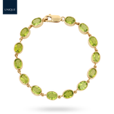 9ct Yellow Gold Peridot Bezel Set Bracelet