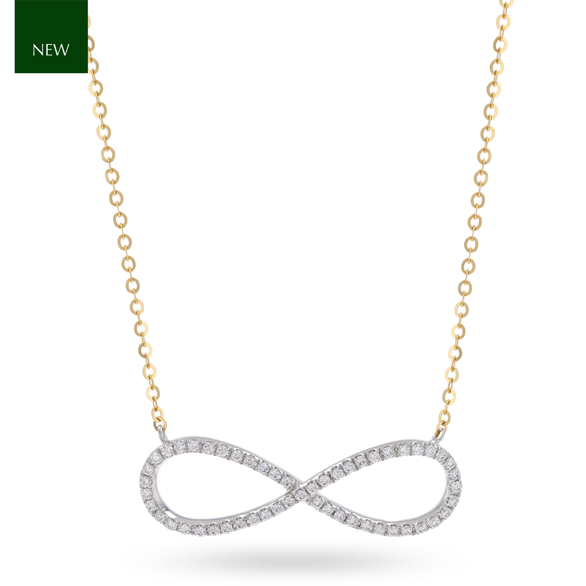 18ct Yellow & White Gold Diamond Set Infinity Necklace