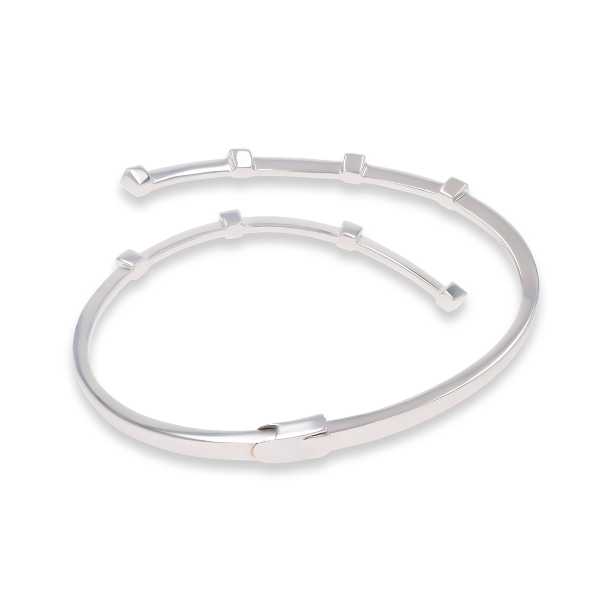 18ct White Gold Diamond Crossover Hinged Bangle