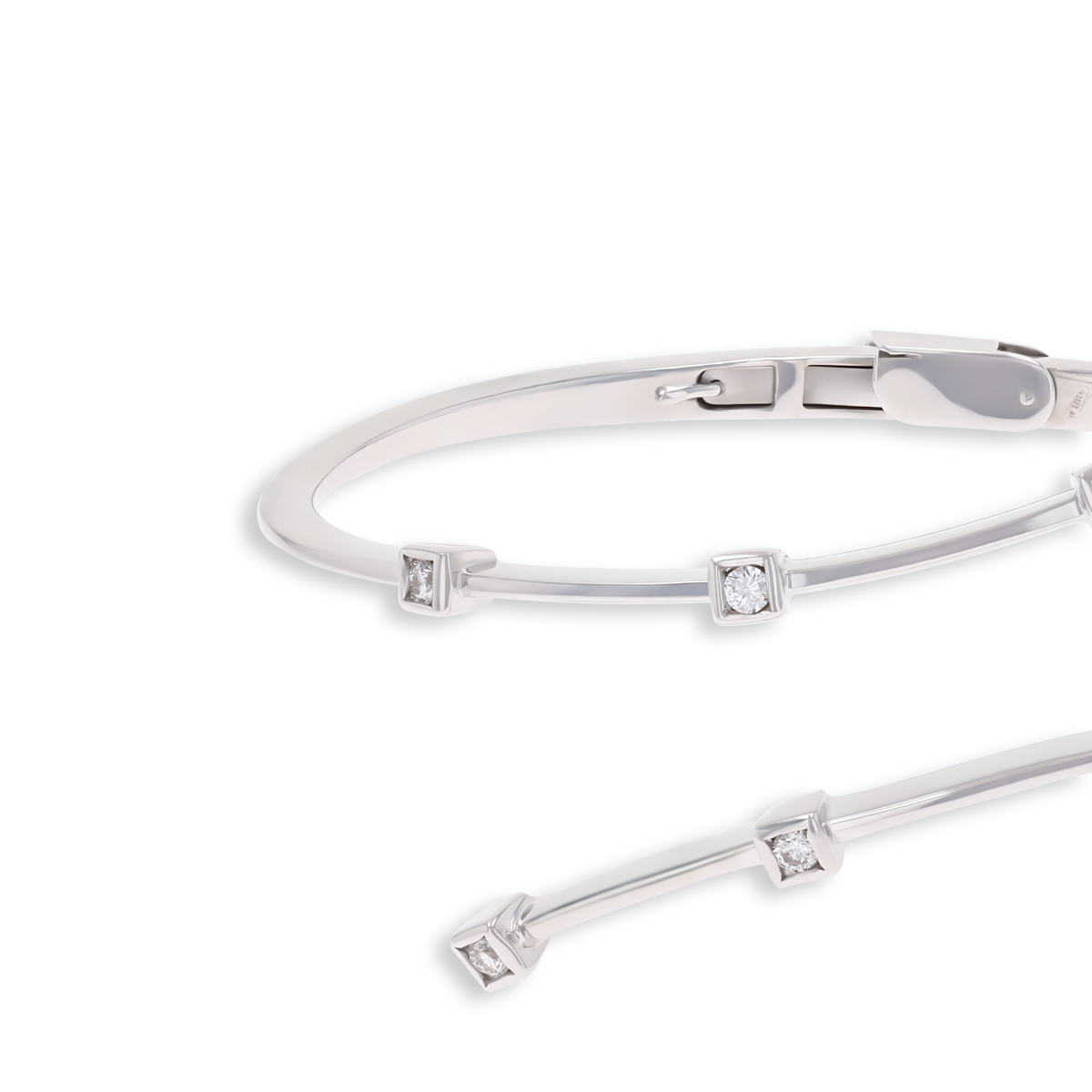 18ct White Gold Diamond Crossover Hinged Bangle