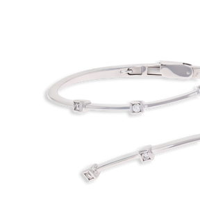 18ct White Gold Diamond Crossover Hinged Bangle