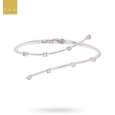 18ct White Gold Diamond Crossover Hinged Bangle