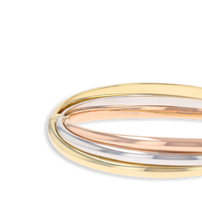 9ct Three Colour Gold Entwined Hinged Bangle