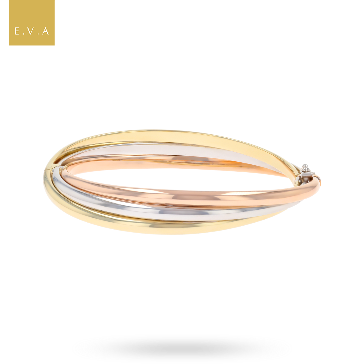 9ct Three Colour Gold Entwined Hinged Bangle