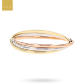 9ct Three Colour Gold Entwined Hinged Bangle