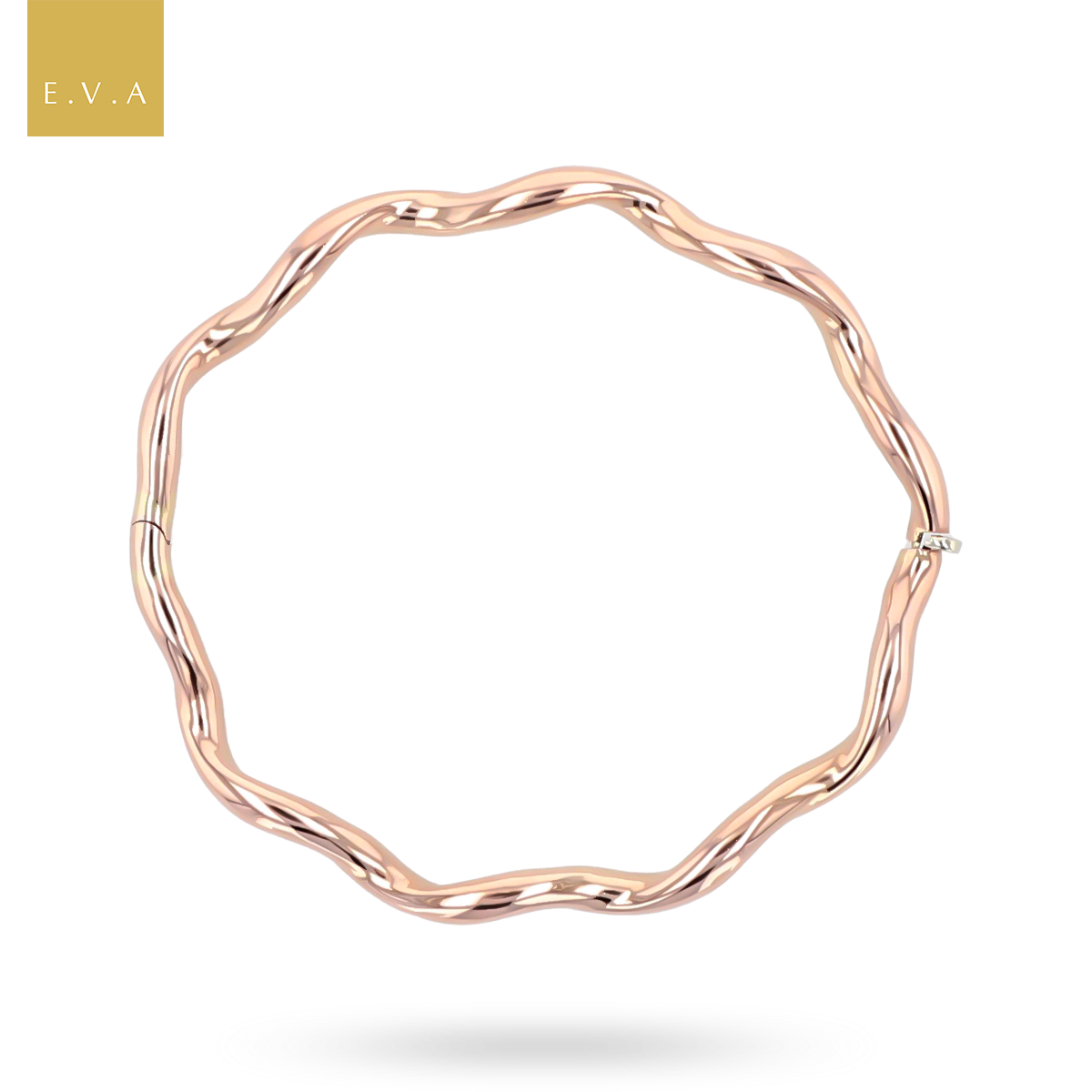 9ct Rose Gold Wavy Hinged Bangle