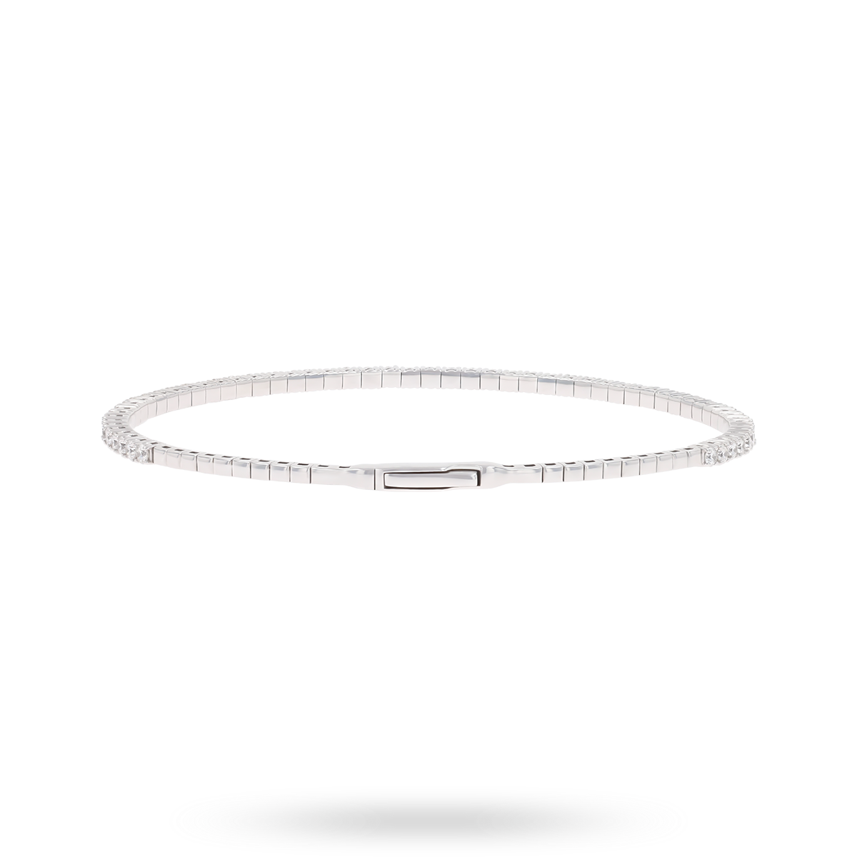 9ct White Gold Diamond Tennis Flexible Bangle