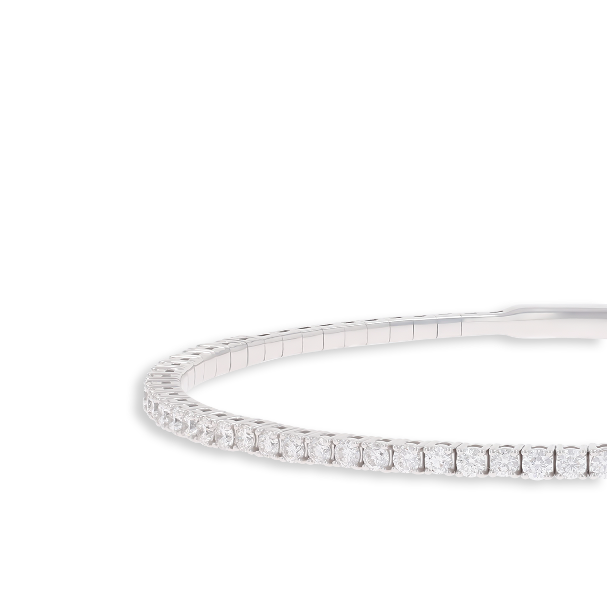 9ct White Gold Diamond Tennis Flexible Bangle