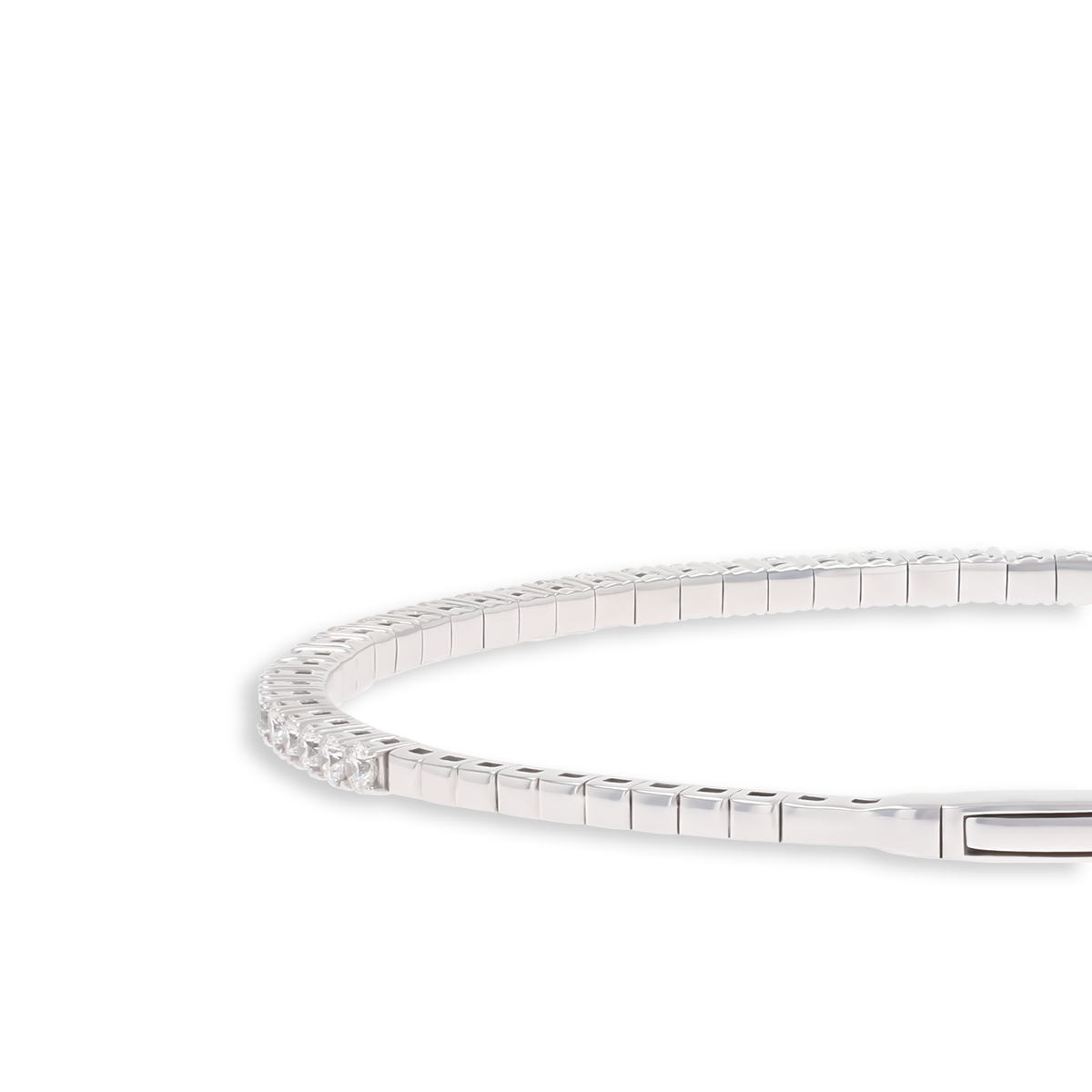 9ct White Gold Diamond Tennis Flexible Bangle