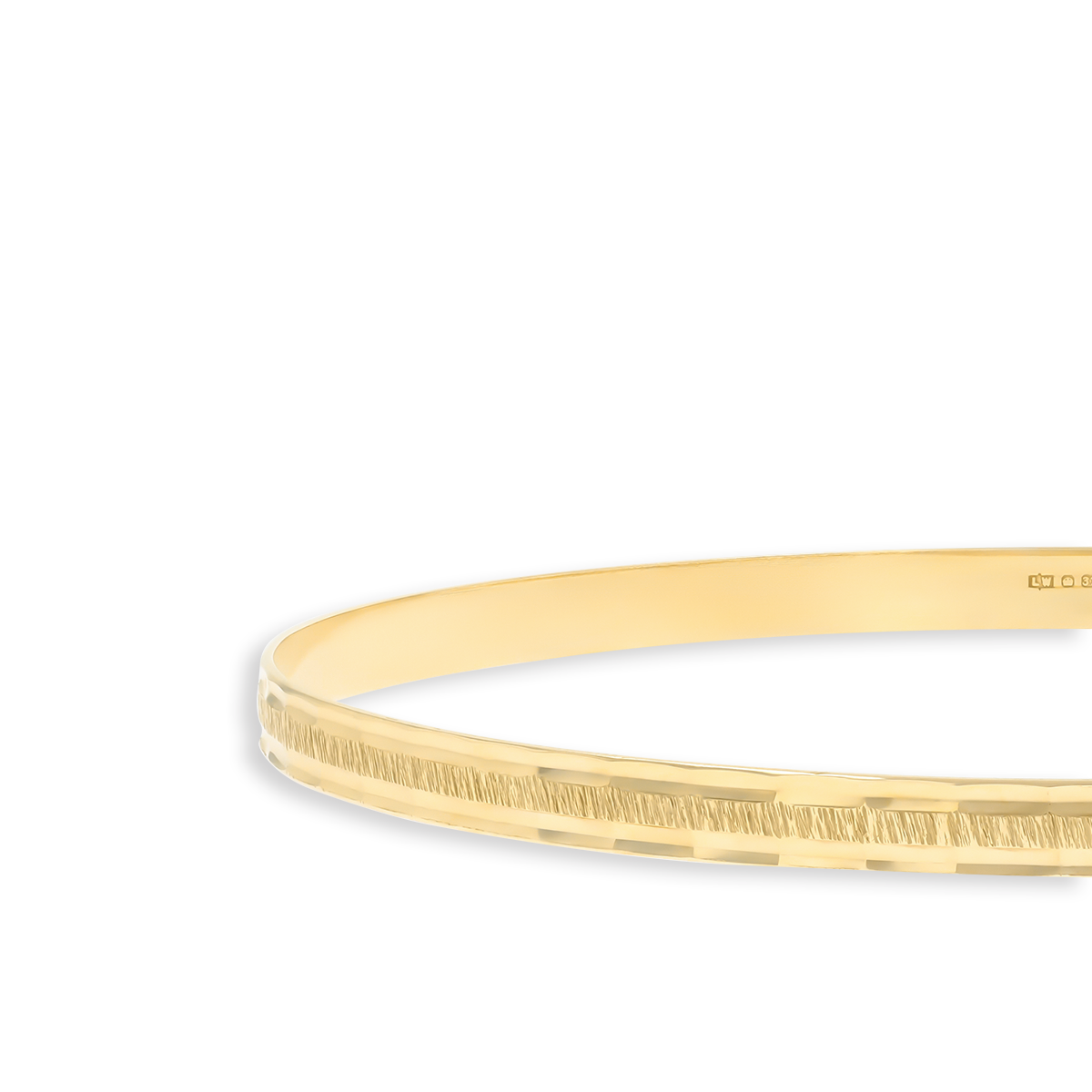 9ct Yellow Gold 4mm Textured Diamond Cut Stacking Bangle