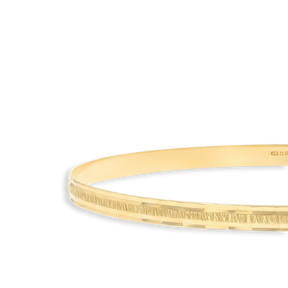 9ct Yellow Gold 4mm Textured Diamond Cut Stacking Bangle