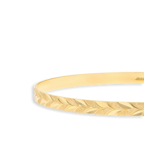 9ct Yellow Gold 4mm Leaf Diamond Cut Stacking Bangle