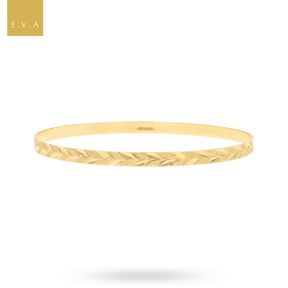 9ct Yellow Gold 4mm Leaf Diamond Cut Stacking Bangle