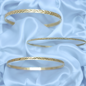 9ct Yellow Gold 4mm, 2mm & 3mm Diamond Cut Stacking Bangles