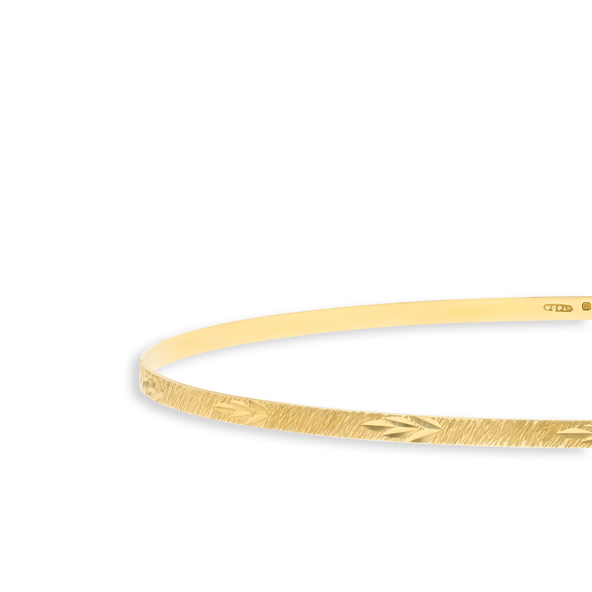 9ct Yellow Gold 2mm Diamond Cut Leaf Stacking Bangle