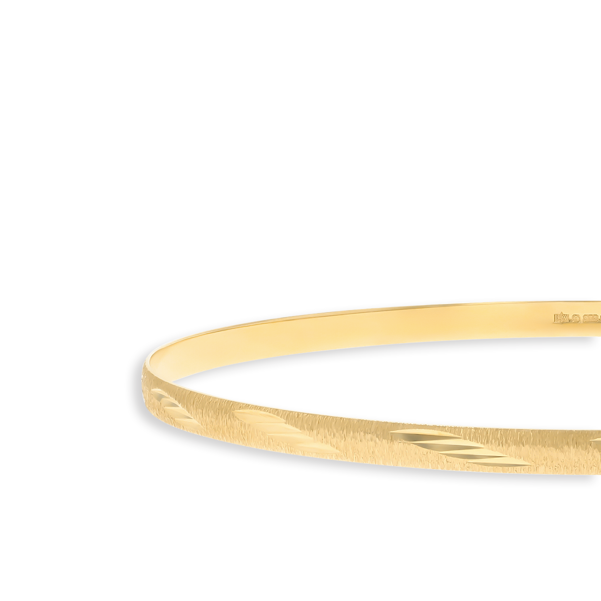 9ct Yellow Gold 3mm Diamond Cut Satin Stacking Bangle