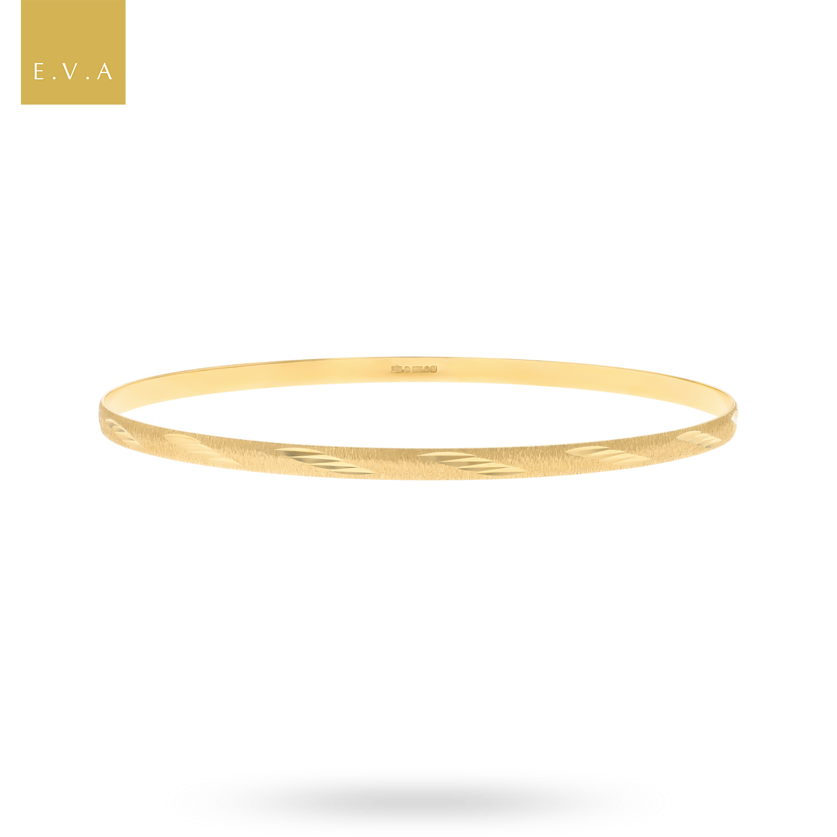 9ct Yellow Gold 3mm Diamond Cut Satin Stacking Bangle