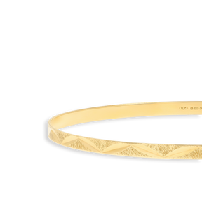 9ct Yellow Gold 3mm Diamond Cut Leaf Stacking Bangle