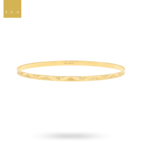 9ct Yellow Gold 3mm Diamond Cut Leaf Stacking Bangle