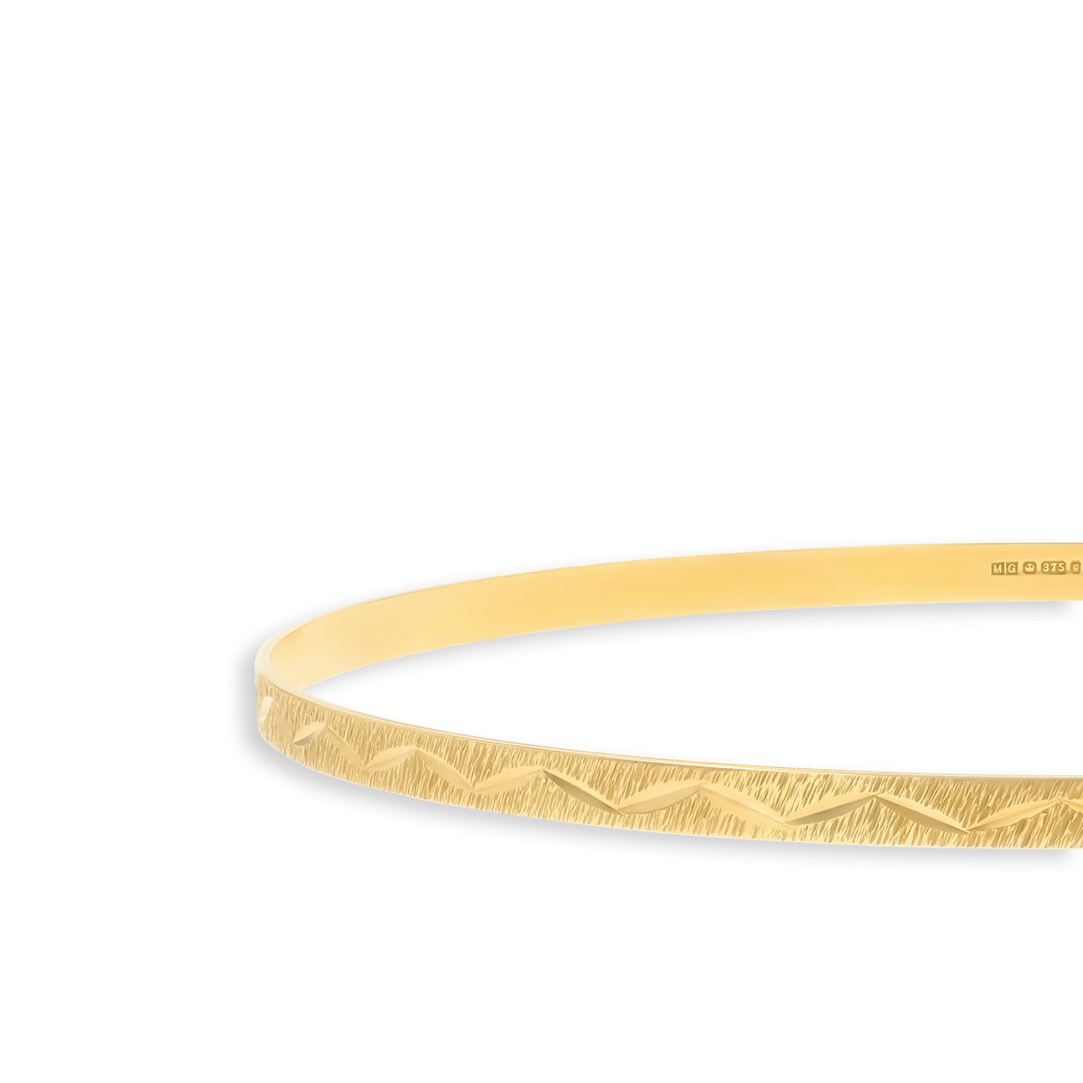 9ct Yellow Gold 3mm Diamond Cut Fine Leaf Stacking Bangle