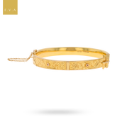 9ct Yellow Gold Hollow Engraved Buckle Hinged Bangle