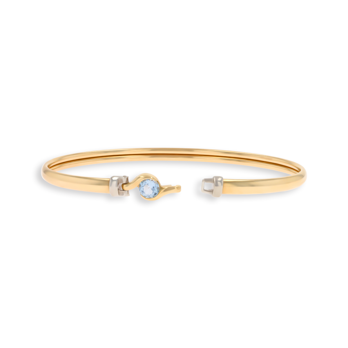 9ct Yellow Gold Blue Topaz Tension Bangle