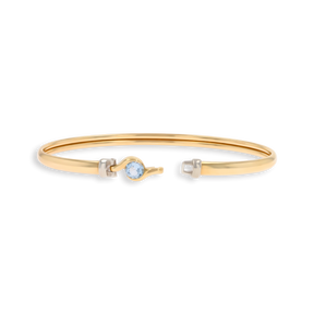 9ct Yellow Gold Blue Topaz Tension Bangle