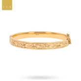 9ct Yellow Gold Hollow Engraved Hinged Bangle