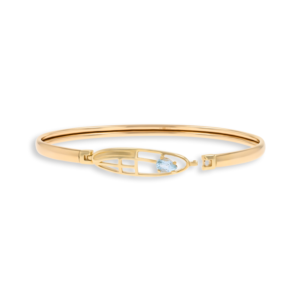9ct Yellow Gold Blue Topaz Rennie Mac Tension Bangle