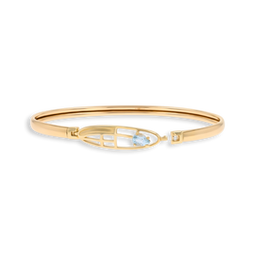 9ct Yellow Gold Blue Topaz Rennie Mac Tension Bangle
