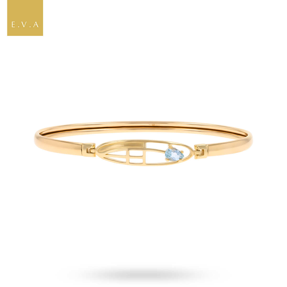 9ct Yellow Gold Blue Topaz Rennie Mac Tension Bangle