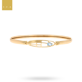9ct Yellow Gold Blue Topaz Rennie Mac Tension Bangle