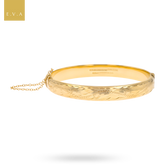 9ct Yellow Gold 8.5mm Hollow Engraved Hinged Bangle