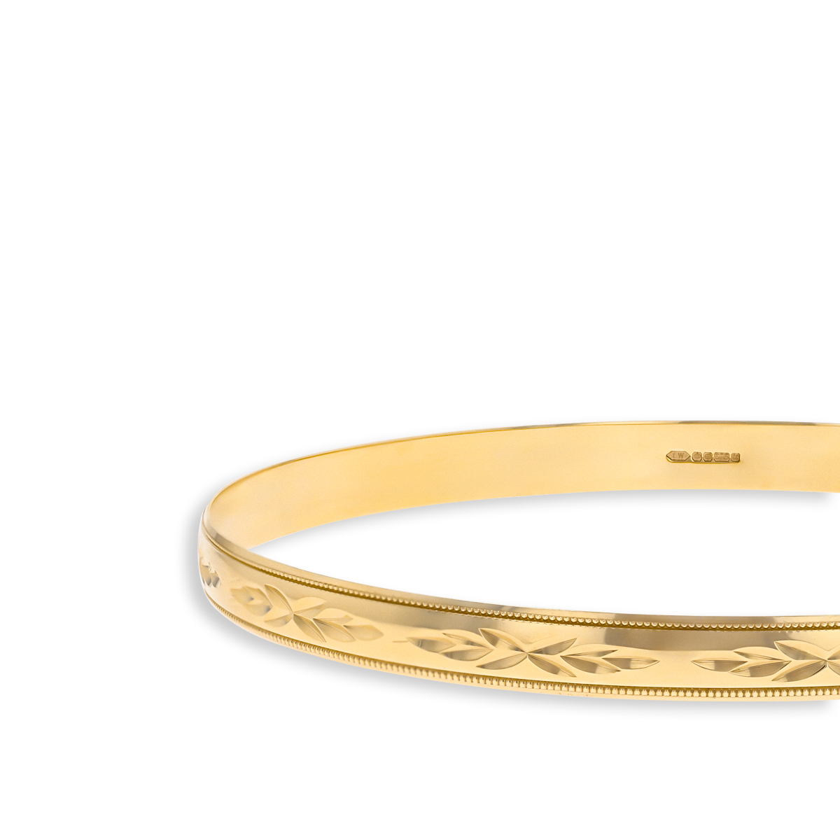 9ct Yellow Gold 5mm Diamond Cut Leaf Stacking Bangle